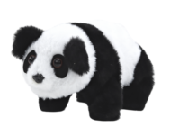 Interaktyvi pliušinė panda su rožiniu–mėlynu transporteriu