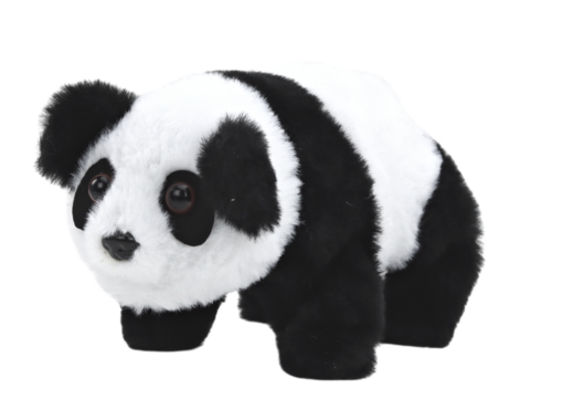 Interaktyvi pliušinė panda su rožiniu–mėlynu transporteriu