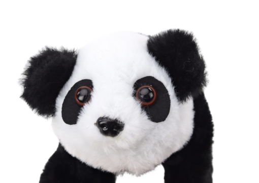 Interaktyvi pliušinė panda su rožiniu–mėlynu transporteriu