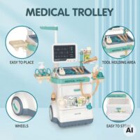 Interaktyvus vaikiškas medicininis vežimėlis WOOPIE – mobilus diagnostikos komplektas su EKG monitoriumi