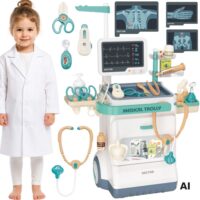 Interaktyvus vaikiškas medicininis vežimėlis WOOPIE – mobilus diagnostikos komplektas su EKG monitoriumi