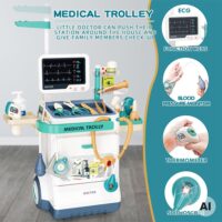 Interaktyvus vaikiškas medicininis vežimėlis WOOPIE – mobilus diagnostikos komplektas su EKG monitoriumi