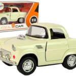 Klasikinis metalinis automobilis su atidaromomis durimis ir garsais