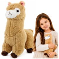 Kreminės spalvos pliušinė alpaka 28 cm