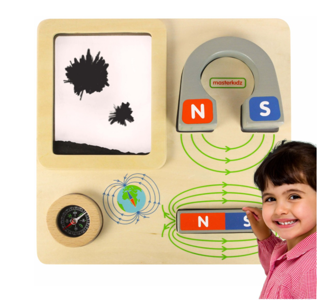 Masterkidz medinė magnetizmo edukacinė lentelė su magnetais