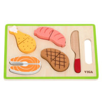 Medinis mėsos pjaustymo rinkinys su pjaustymo lenta ir peiliuku