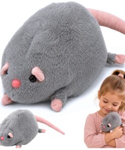 Pilkas pliušinis žiurkėnas su ilga uodega – 40 cm