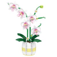 Rožinė ir balta orchidėja – 616 detalių dekoratyvinis konstruktorius