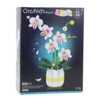 Rožinė ir balta orchidėja – 616 detalių dekoratyvinis konstruktorius