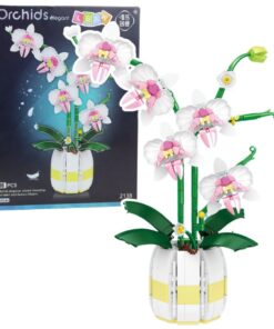 Rožinė ir balta orchidėja – 616 detalių dekoratyvinis konstruktorius