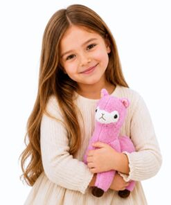 Rožinė pliušinė alpaka 28 cm