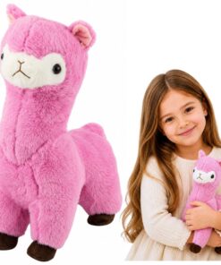 Rožinė pliušinė alpaka 28 cm