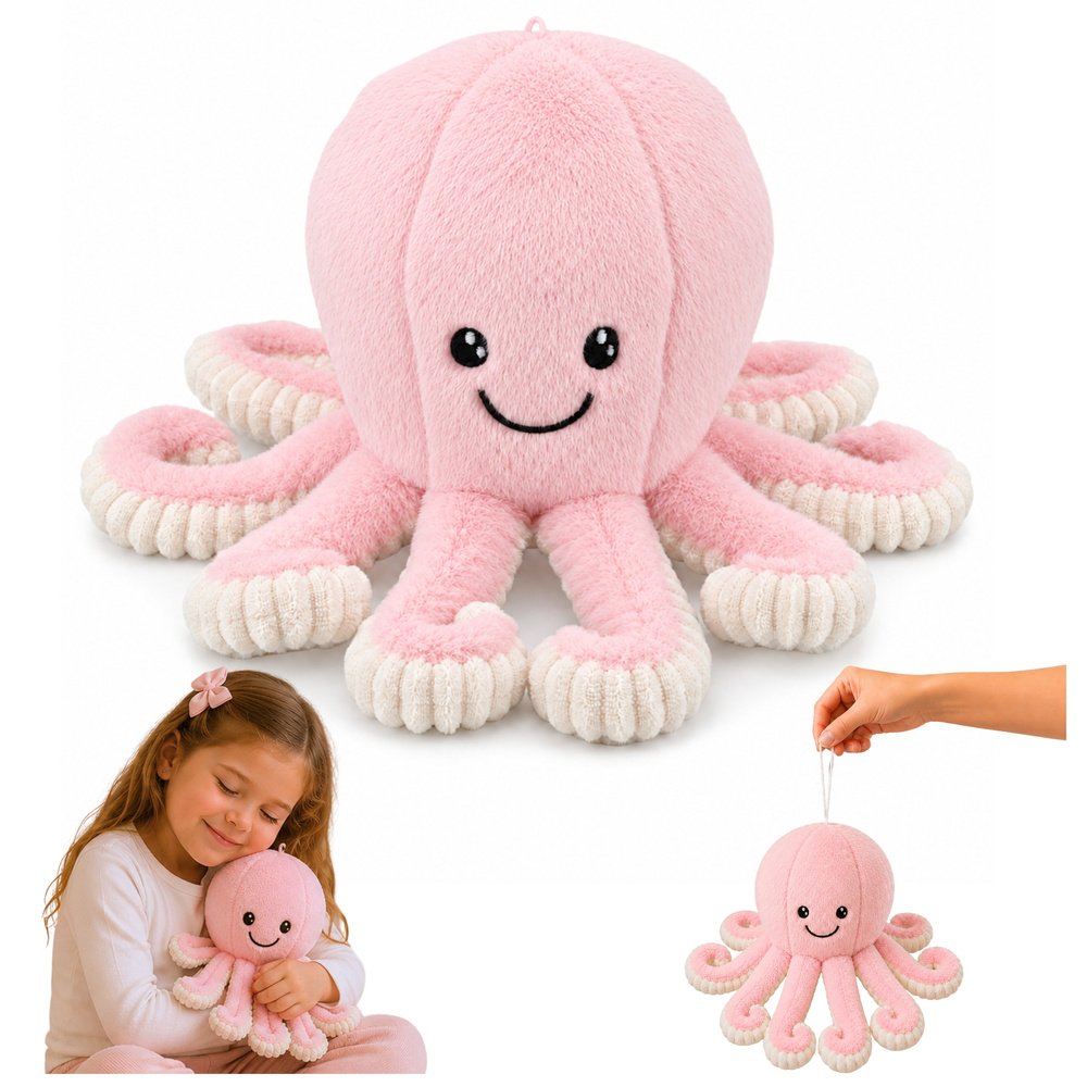 Rožinis pliušinis aštuonkojis 30 cm