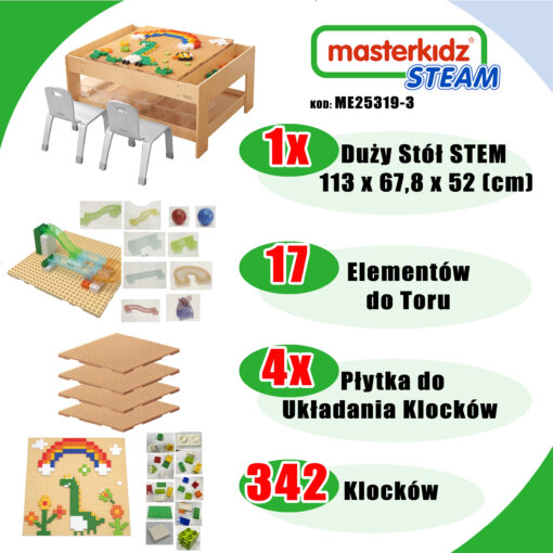 STEM Masterkidz edukacinis stalas + 359 elementai