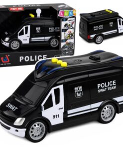 SWAT policijos furgonas su šviesomis ir garsais