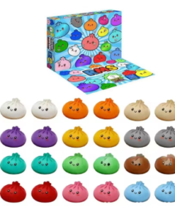 Advento kalendorius – Dumpling Squishy 2026 | 24 spalvotos minkštos taigmenos