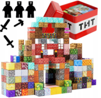 Magnetiniai minecraft pikselių kubeliai dėžutėje – 150 el. + figūrėlės - Image 2