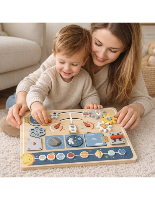 TOOKY TOY medinė Montessori edukacinė lenta „Astronautas ir kosminis laivas“