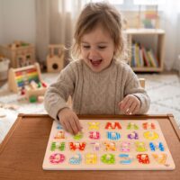 TOOKY TOY medinė abėcėlės dėlionė su laikikliais