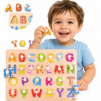 TOOKY TOY medinė abėcėlės dėlionė su laikikliais