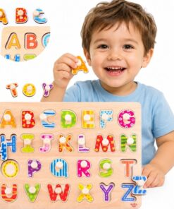 TOOKY TOY medinė abėcėlės dėlionė su laikikliais