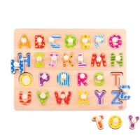 TOOKY TOY medinė abėcėlės dėlionė su laikikliais