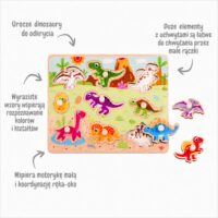 TOOKY TOY medinė dinozaurų dėlionė su laikikliais