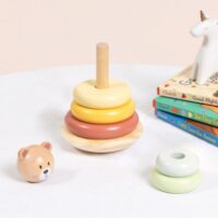 TOOKY TOY medinė meškiuko piramidė su krūgais