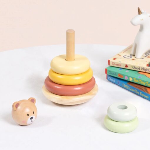 TOOKY TOY medinė meškiuko piramidė su krūgais