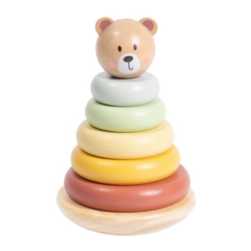 TOOKY TOY medinė meškiuko piramidė su krūgais
