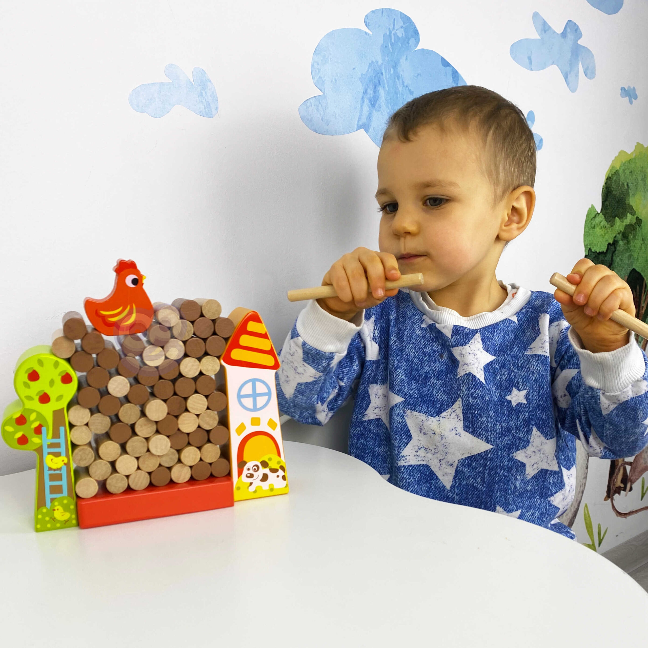 TOOKY TOY medinis loginis žaidimas „Farma“ su 69 elementais