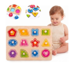 Tooky Toy medinė formų rūšiavimo dėlionė su rankenėlėmis
