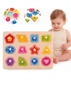 Tooky Toy medinė formų rūšiavimo dėlionė su rankenėlėmis