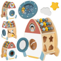 Tooky Toy medinė kosminė aktyvumo raketa su 6 funkcijomis
