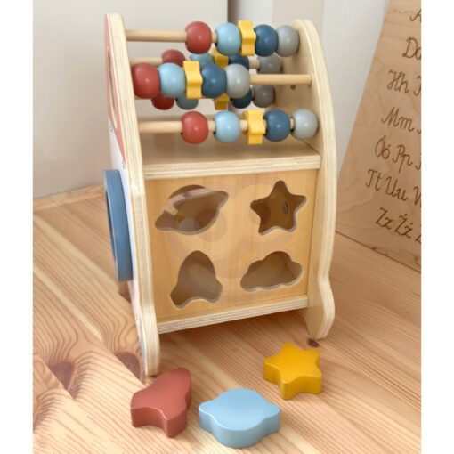 Tooky Toy medinė kosminė aktyvumo raketa su 6 funkcijomis