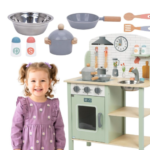 Tooky Toy medinė virtuvėlė vaikams su priedais
