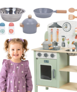 Tooky Toy medinė virtuvėlė vaikams su priedais