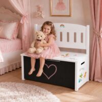 Tooky Toy medinė žaislų dėžė su sėdyne
