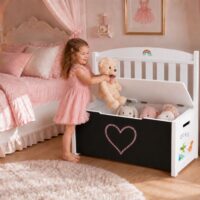 Tooky Toy medinė žaislų dėžė su sėdyne