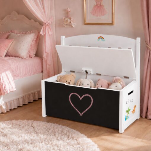 Tooky Toy medinė žaislų dėžė su sėdyne