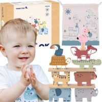 Tooky Toy mediniai gyvūnėlių kaladėliai – loginio mąstymo ir motorikos žaidimas