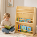 Tooky Toy medinis 3 lygių knygų stelažas vaikams