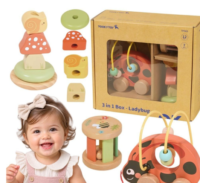Tooky Toy medinis edukacinis rinkinys „Boružėlė 3‑in‑1“