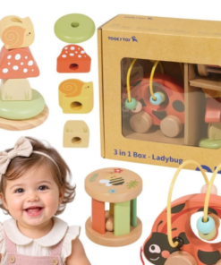 Tooky Toy medinis edukacinis rinkinys „Boružėlė 3‑in‑1“
