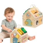 Tooky Toy medinis manipuliacinis namelis su užraktais