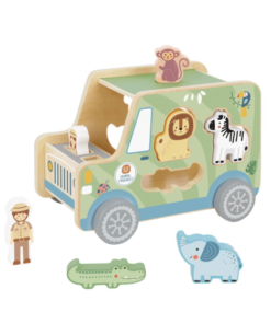 Tooky Toy medinis safari automobilis su 9 figūrėlėmis