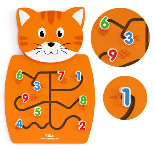 VIGA Montessori sensorinė manipuliacinė lenta „Katinas“