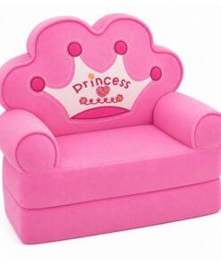 Vaikiškas krėslas‑sofa su princesės karūna