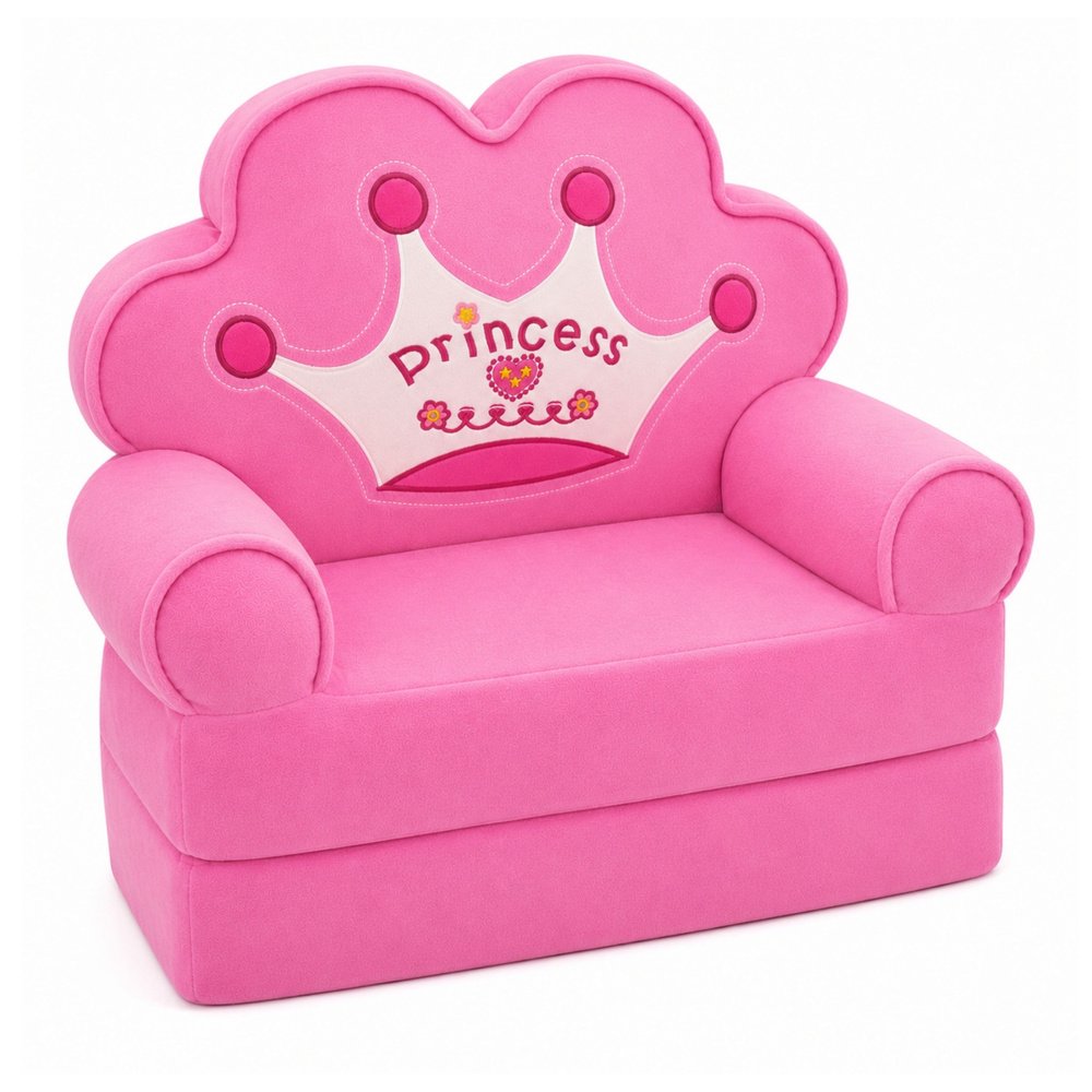 Vaikiškas krėslas‑sofa su princesės karūna