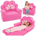 Vaikiškas krėslas‑sofa su princesės karūna